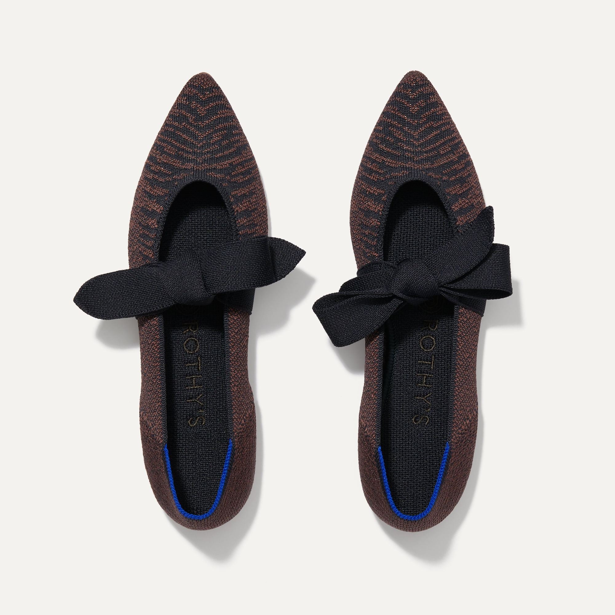 A pair of The Mary Jane flat shoes in Twilight Metallic shown from the top view.