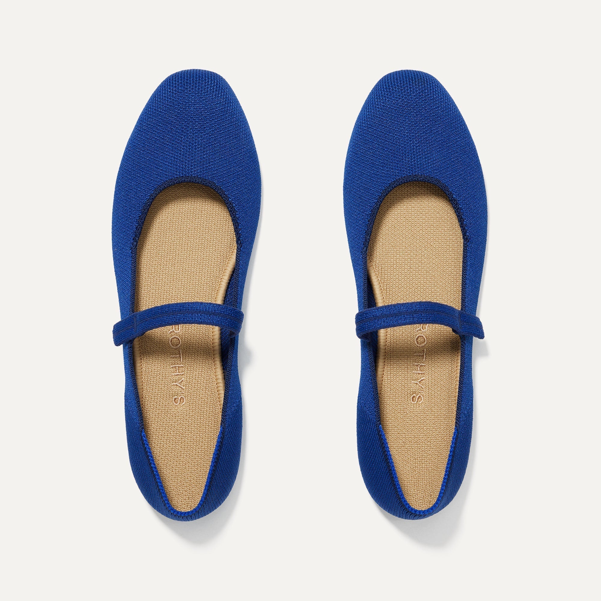 The Square Mary Jane in Cobalt Blue shown from the top. 