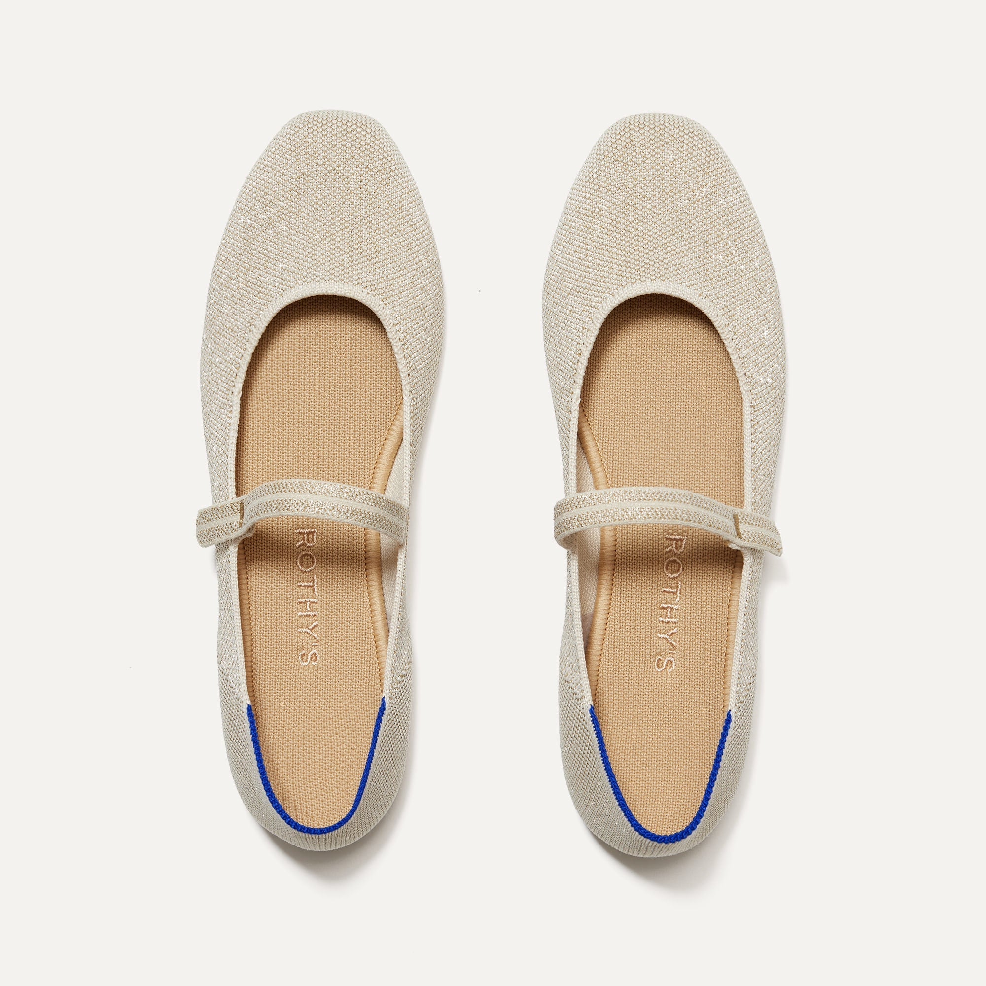 The Square Mary Jane in Light Gold Metallic shown from the top.