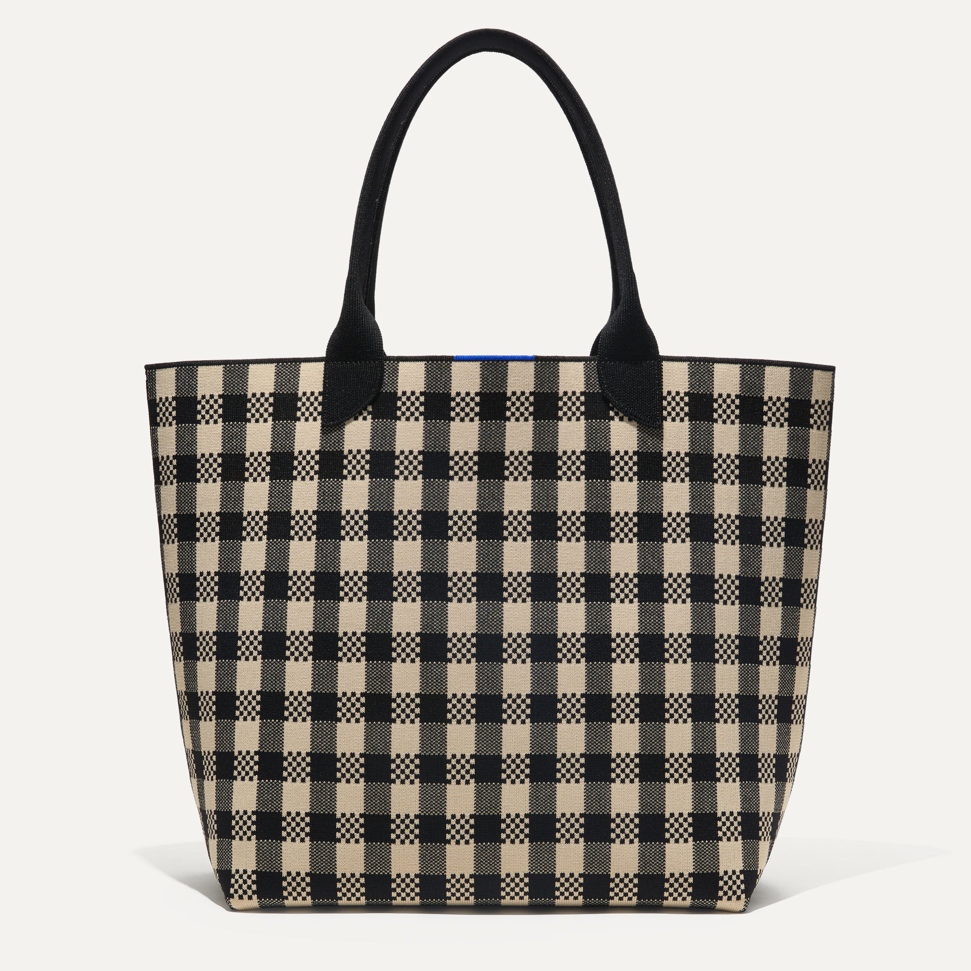 The Lightweight Tote in Black & Canvas Gingham shown from the front. | PLP