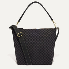 PDP |The Mini Zip Bucket in Black Sand shown from the front. 