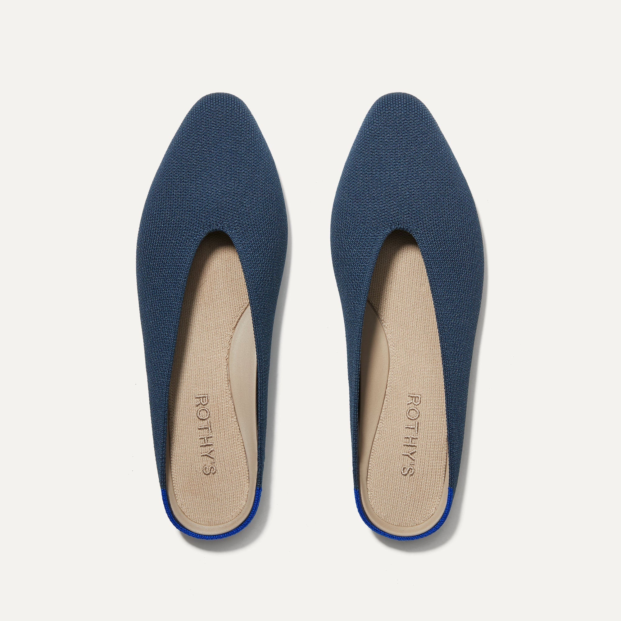 The Almond Demi in Navy shown from the top. 