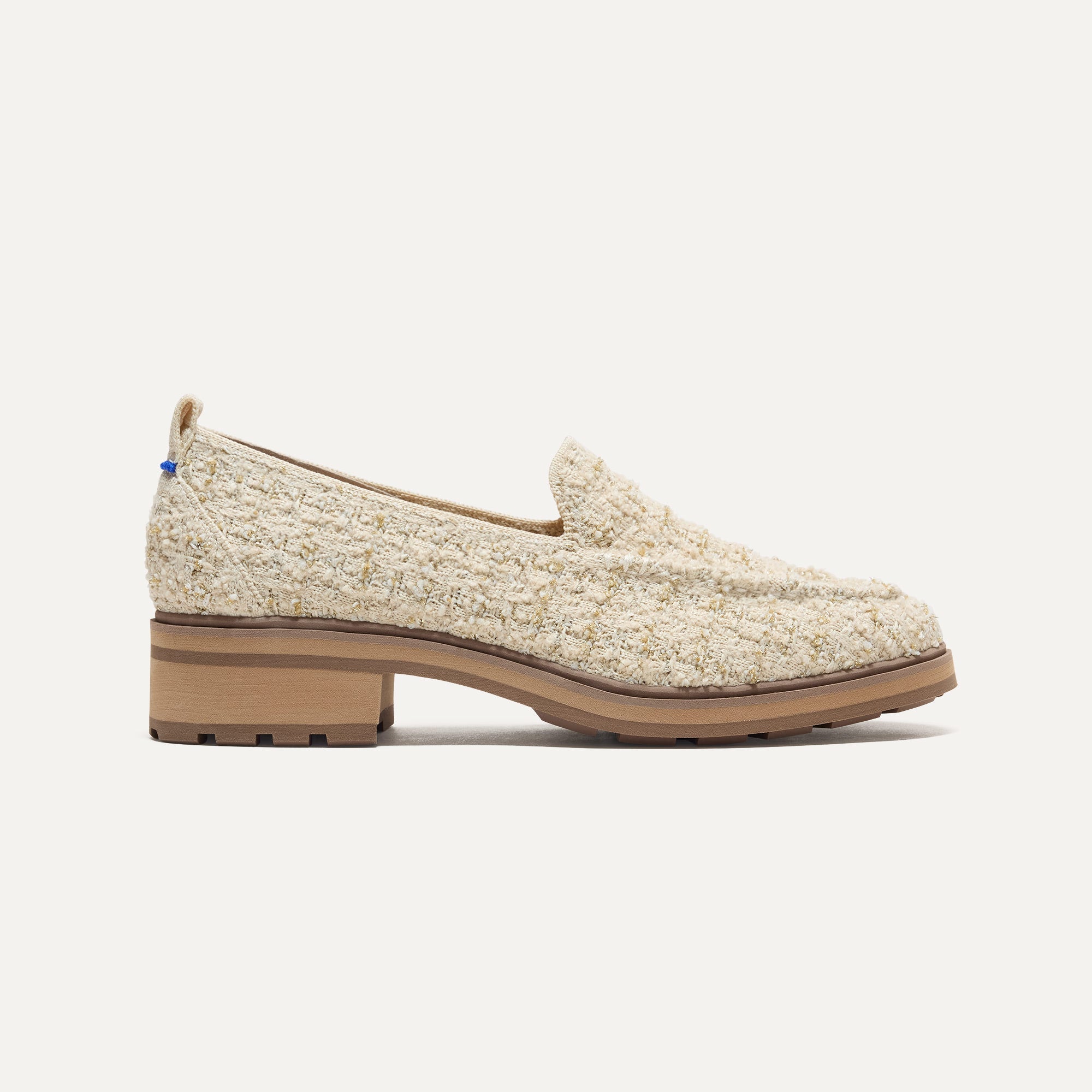 The Lug Loafer in Pearl Bouclé shown from the side. 