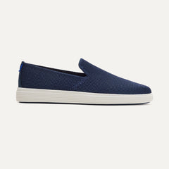 The Ravello Slip On Sneaker in Dark Navy shown from the side. 