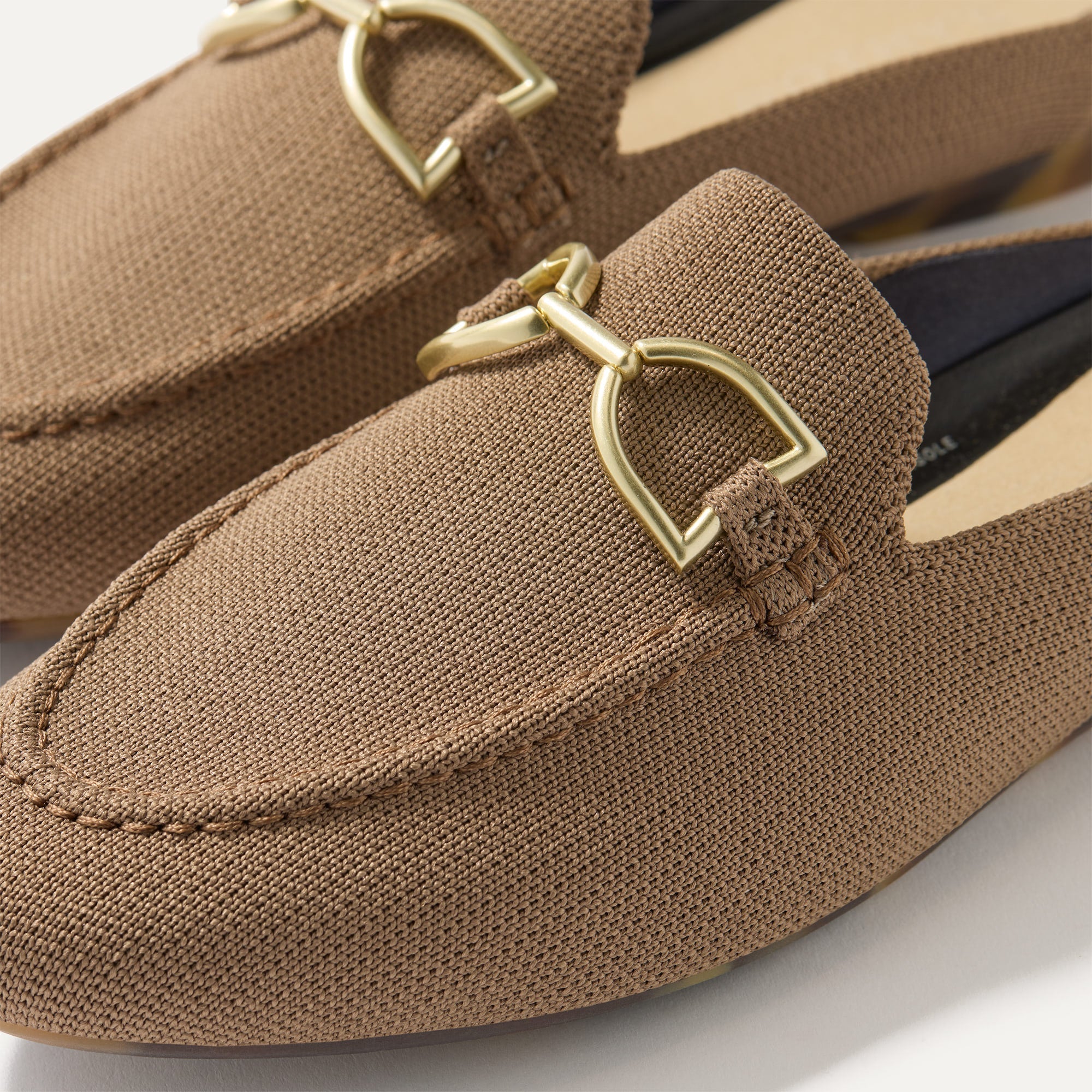 Close up of the toe and hardware of The Double Bit Loafer Mule in Portobello. 