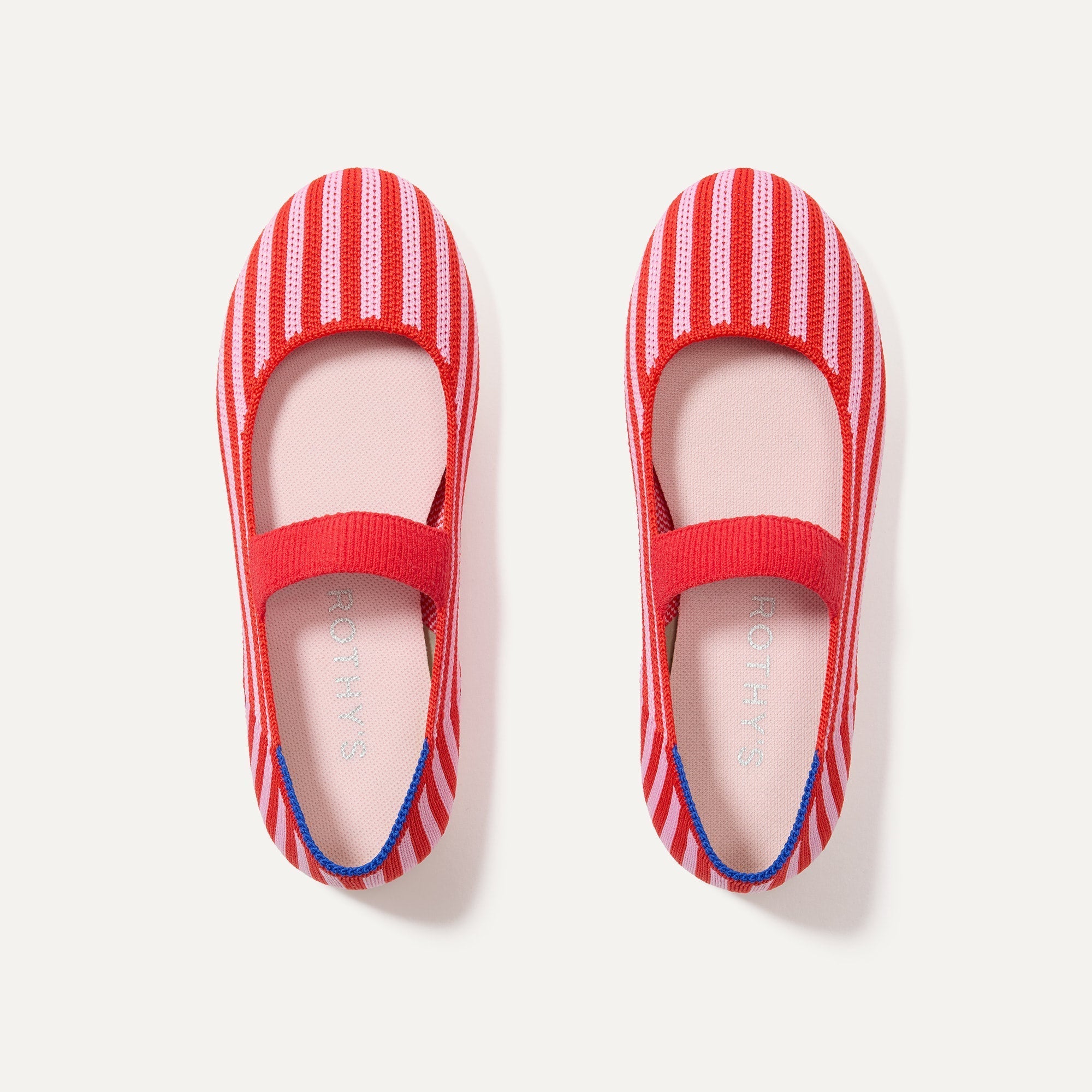 The Kids Mary Jane in Cherry Stripe shown from the top.