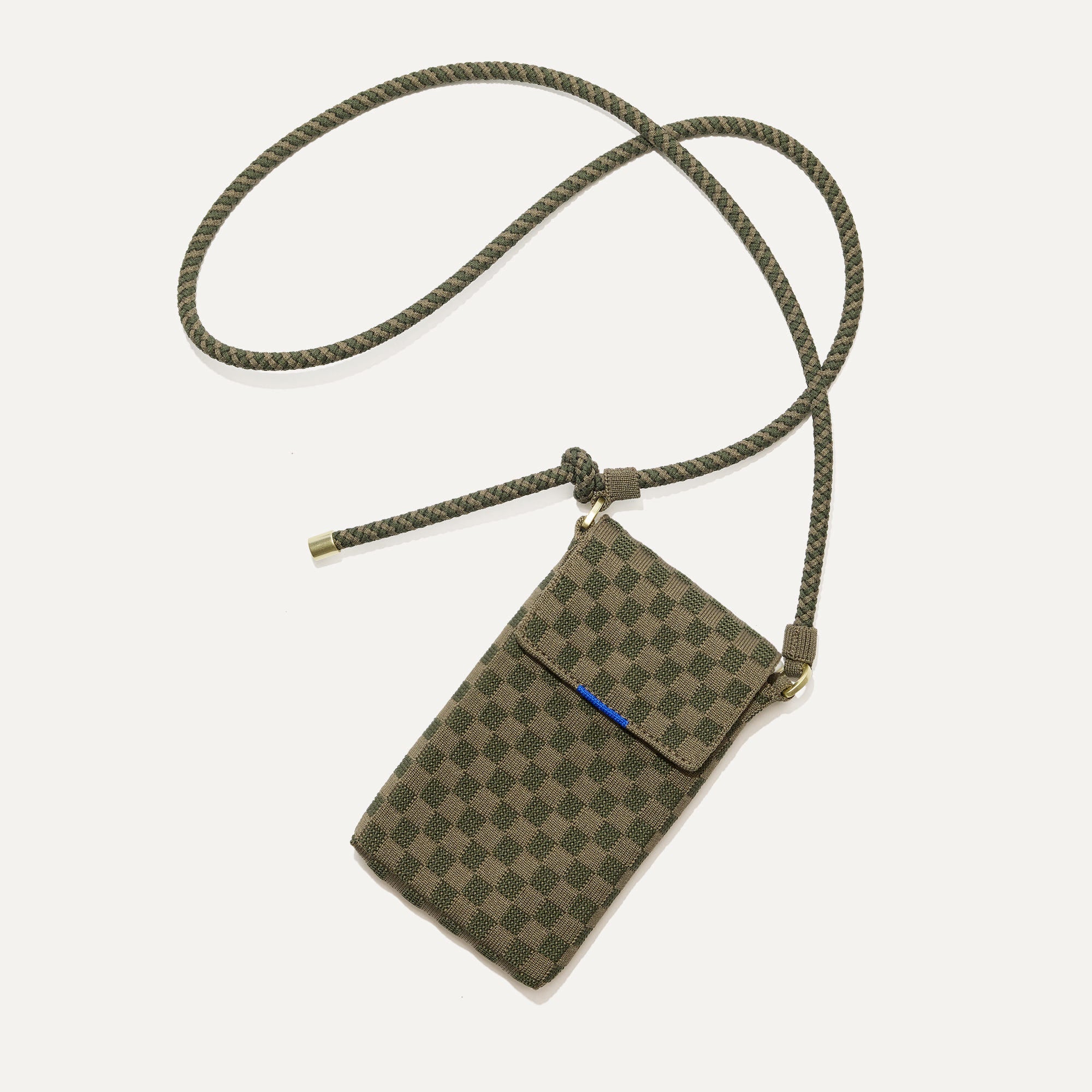 The Phone Crossbody in Canopy shown from above.