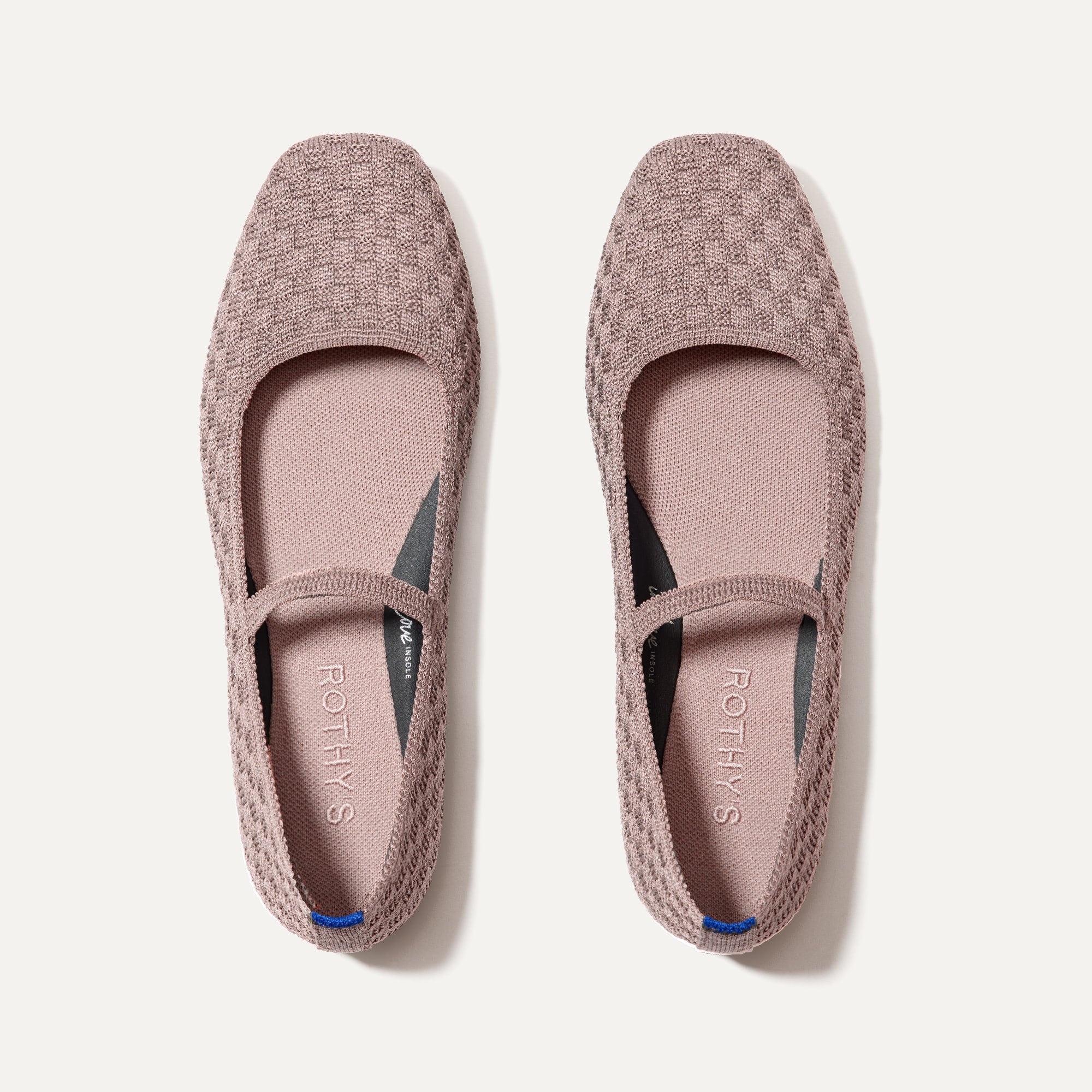 The Max Square Mary Jane in Dusty Lilac Basketweave shown from the top.