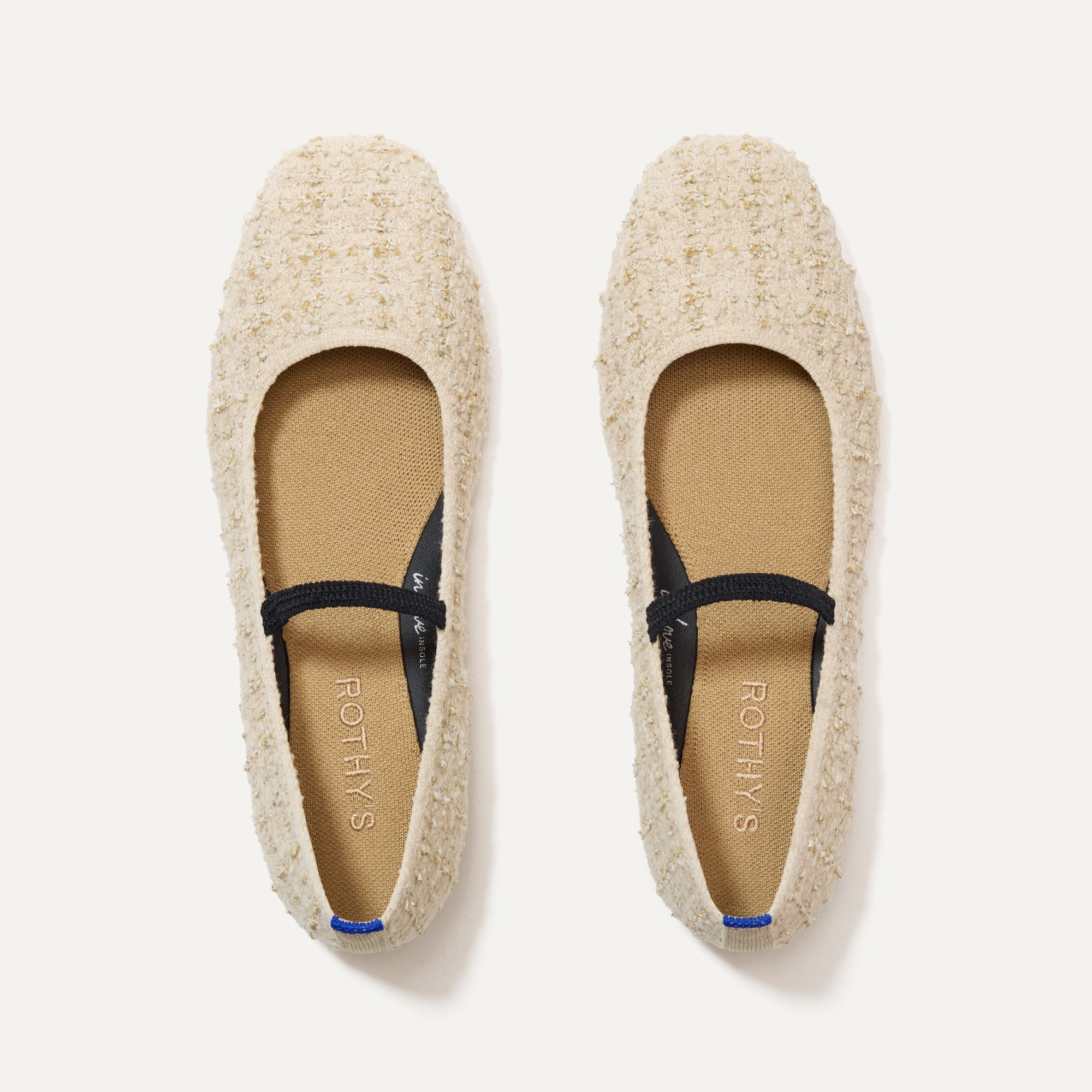 The Max Square Mary Jane in Pearl Bouclé shown from the top.