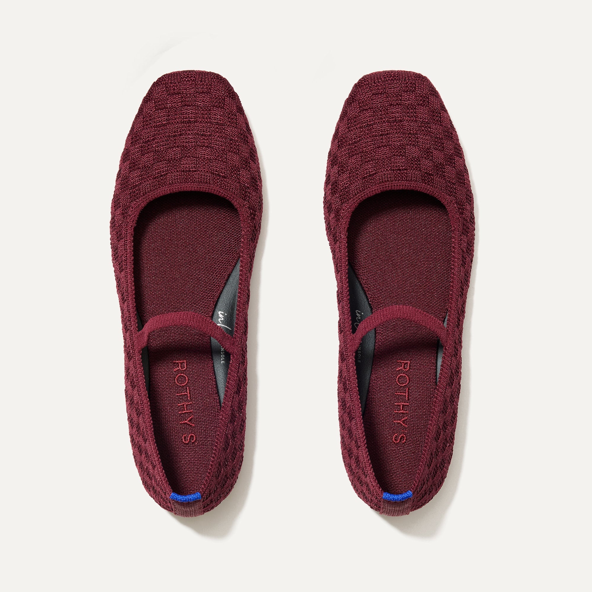 The Max Square Mary Jane in Wine Red shown from the top.