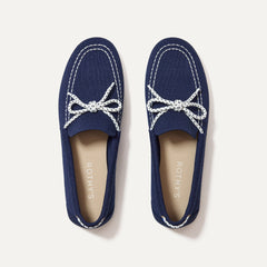The Boat Shoe in Bay Blue shown from the top. 