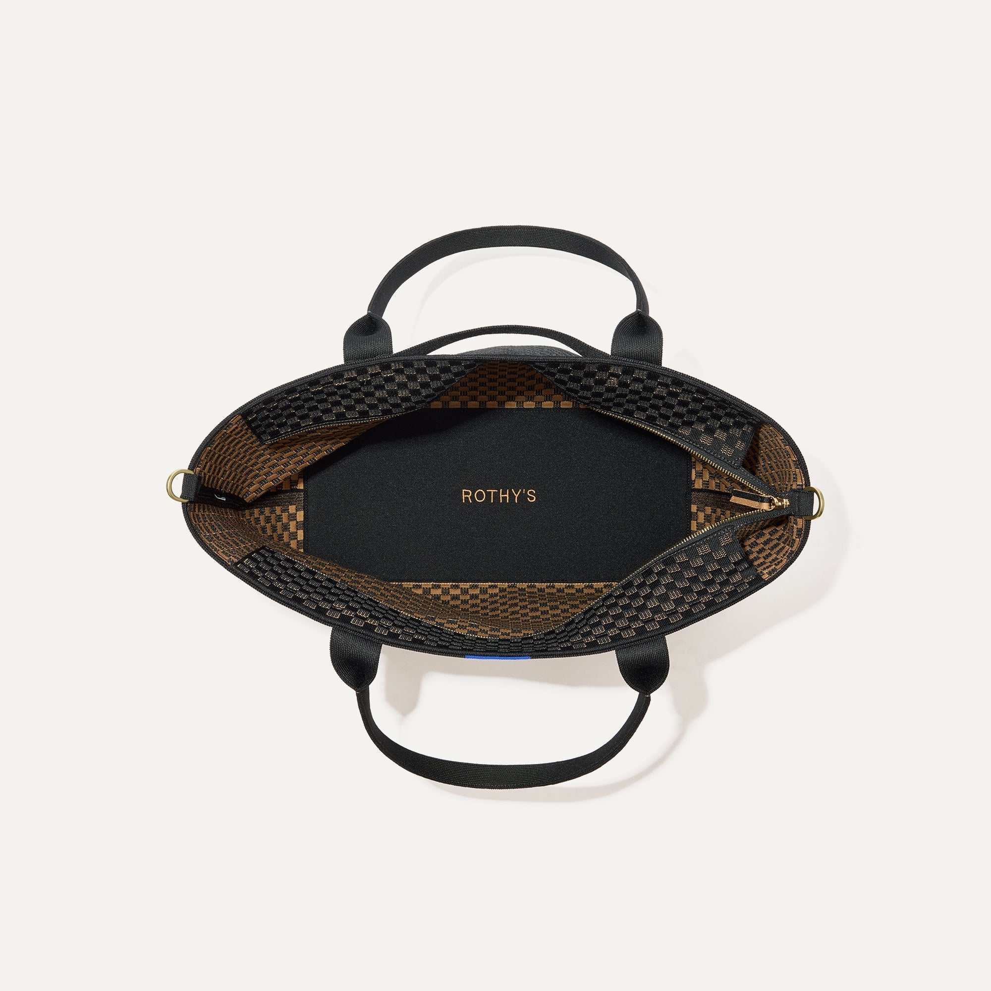 The Zip Travel Tote, shown from above with the interior exposed.