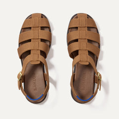 The Fisherman Sandal in Pecan shown from the top.