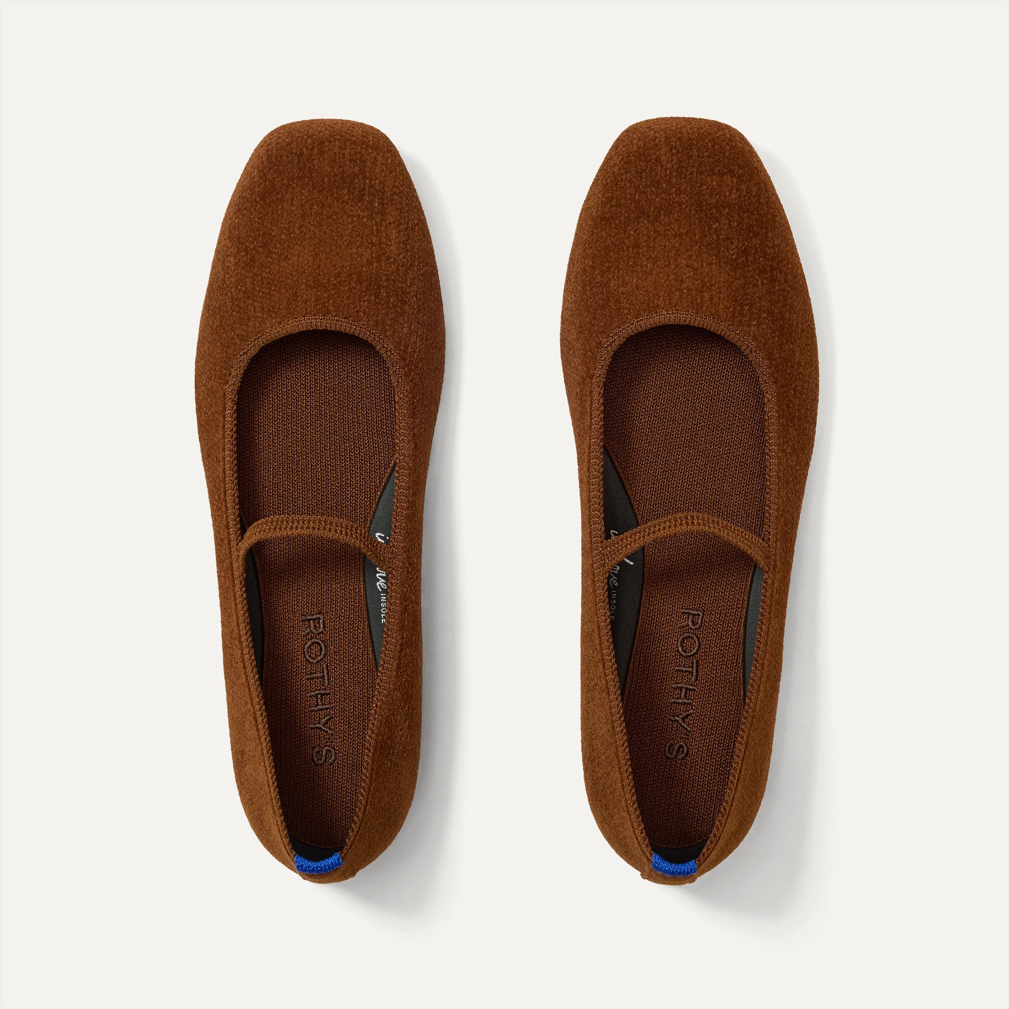 The Max Square Mary Jane in ReVelvet Russet shown from the top.