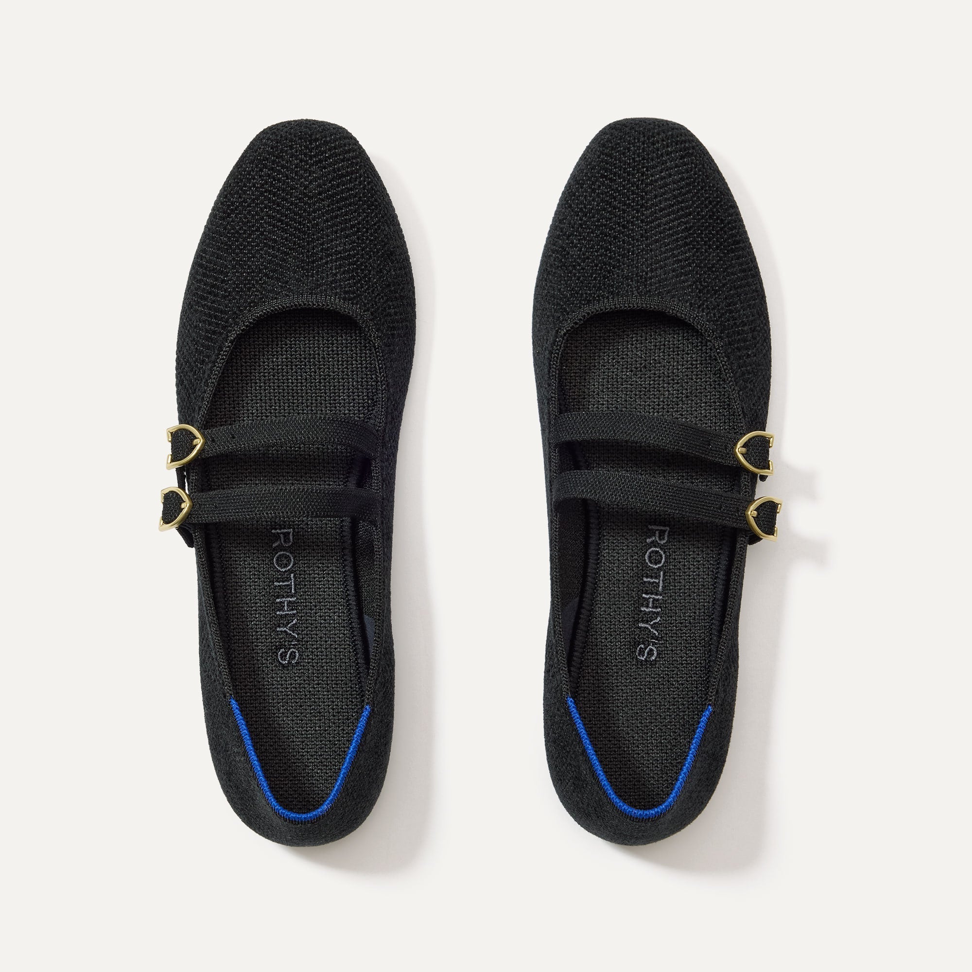 The Double Buckle Mary Jane in ReVelvet™ Black shown from the top.