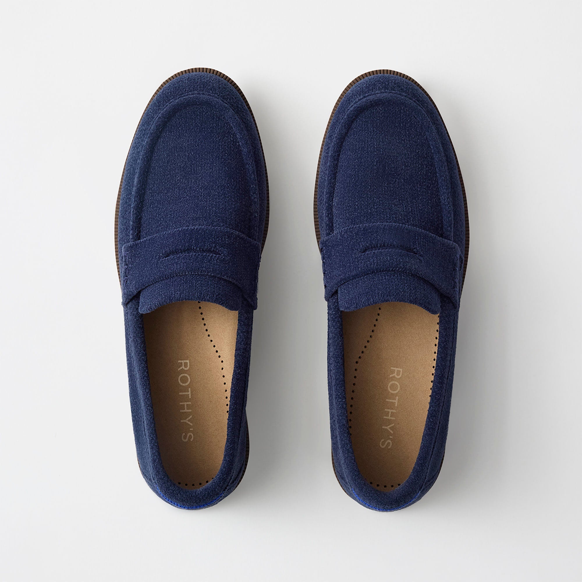 pdp | The Penny Loafer in ReVelvet Navy shown from the top.