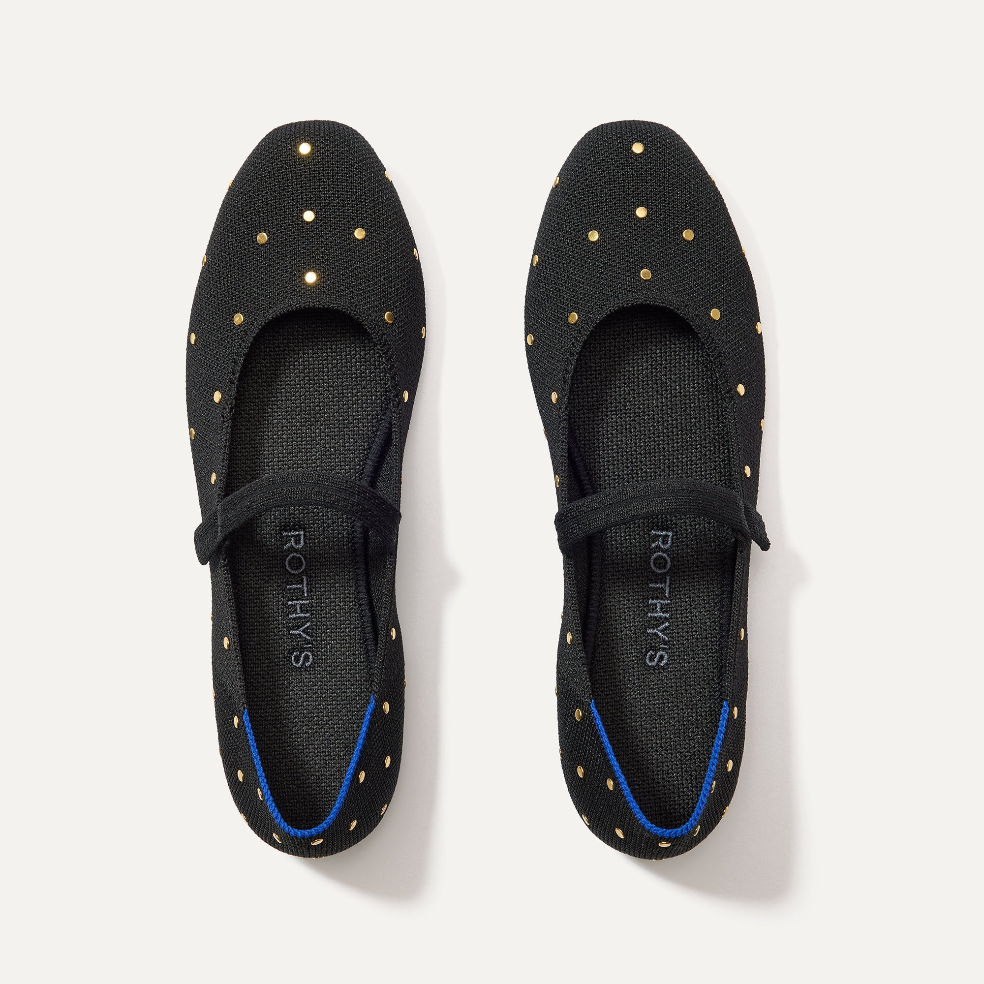 The Square Mary Jane in Studded Black shown from the top. 