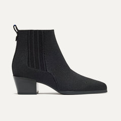 The Western Bootie in Black shown from the side. 