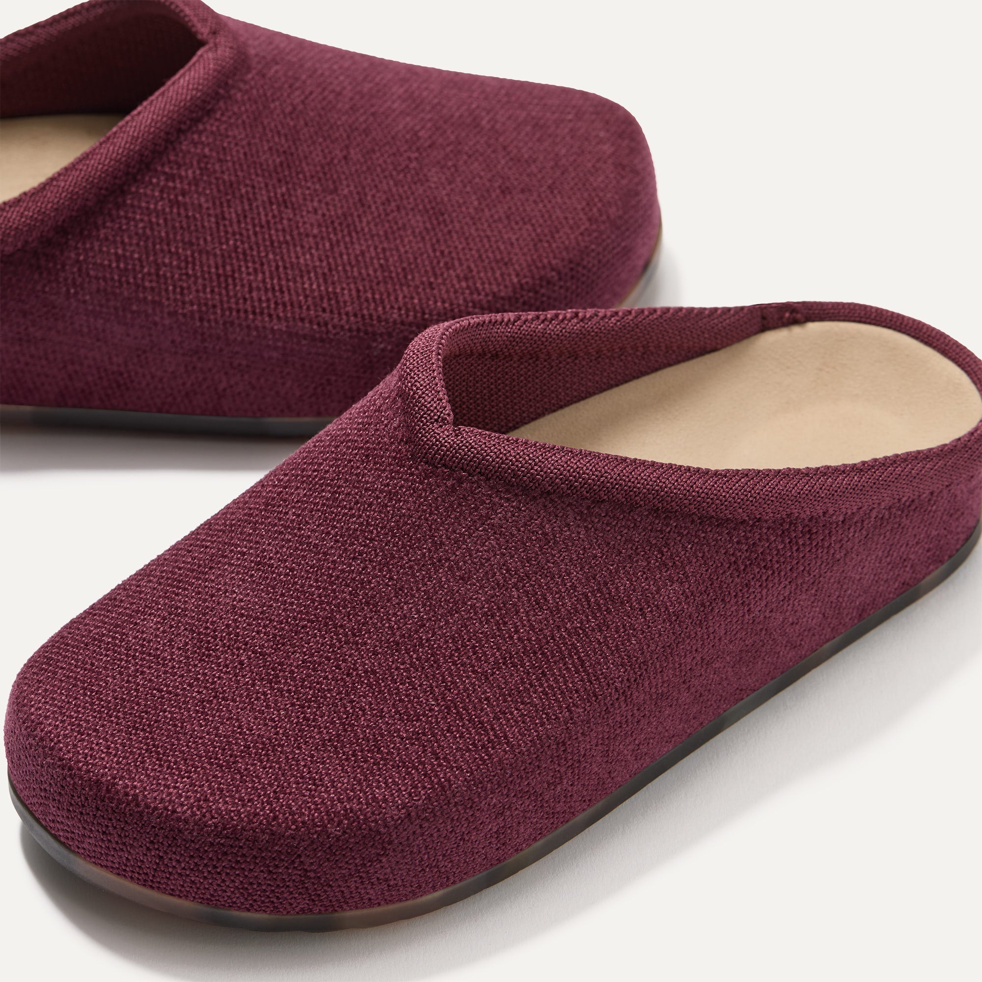 The toe and vamp of The Casual Clog, in diagonal view.