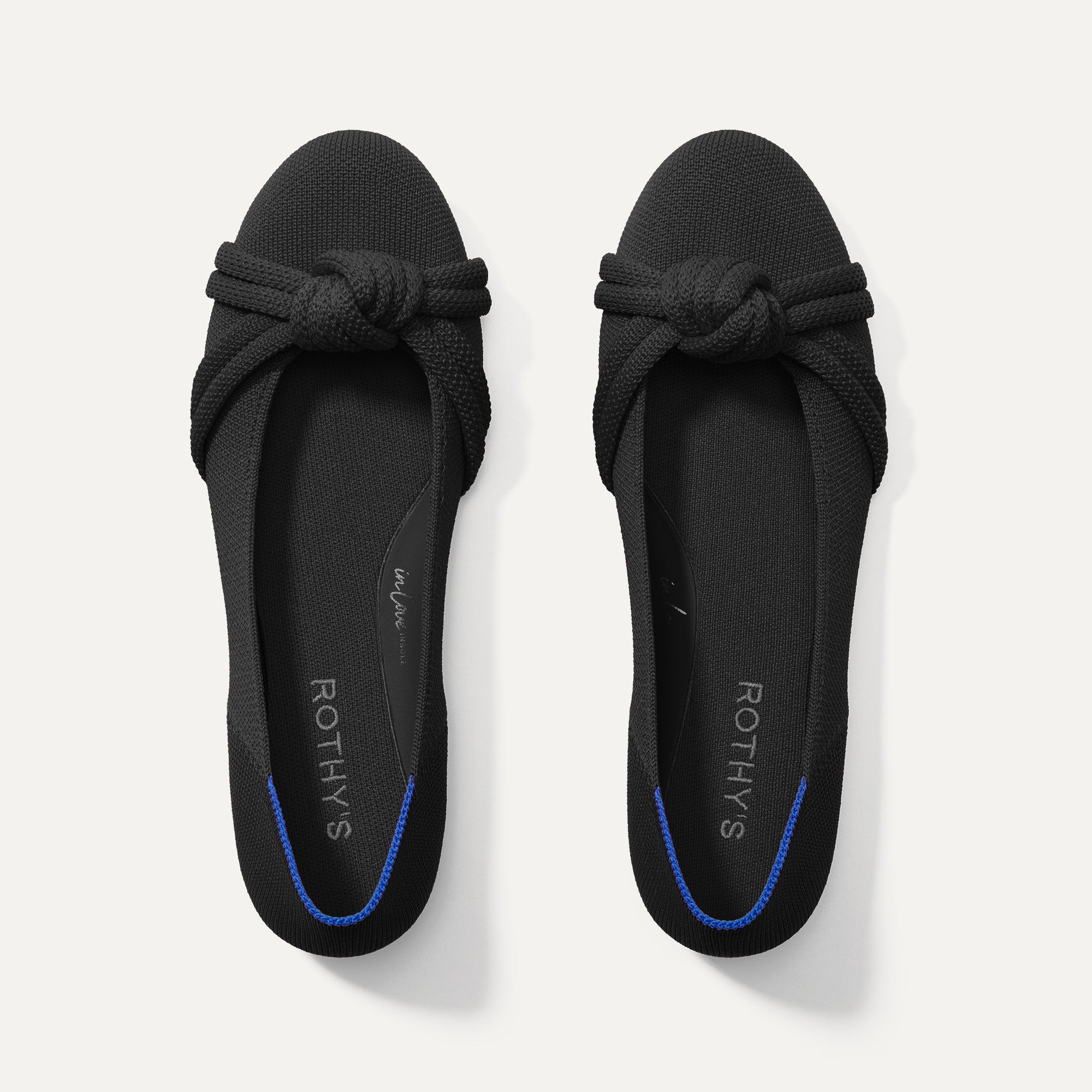 The Knot Ballet Flat in Black shown from the top. 