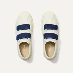 The Kids Strap Sneaker in Blue Raspberry shown from the top. 