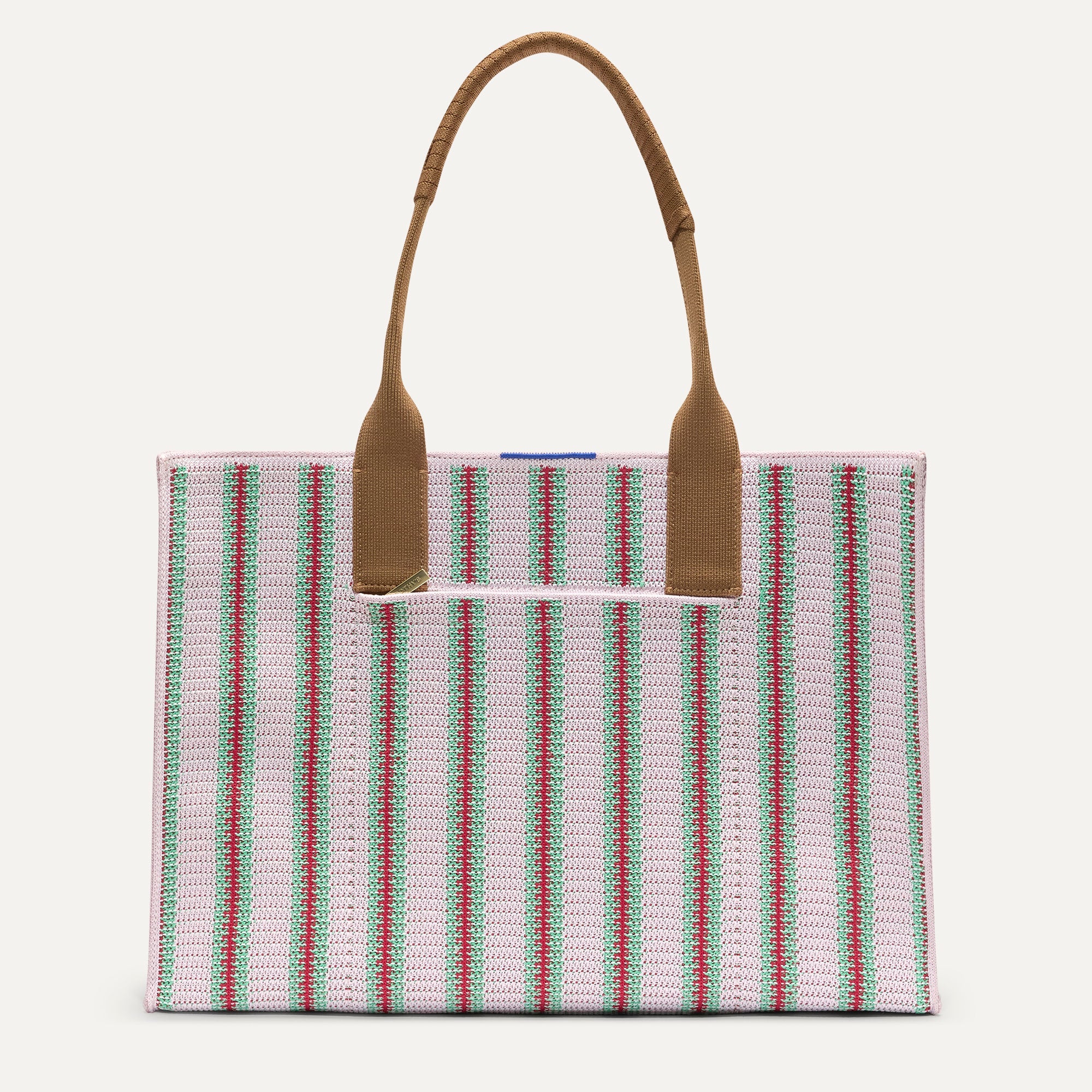 PDP |The Classic Tote in Watermelon Market Stripe, shown from the front. 